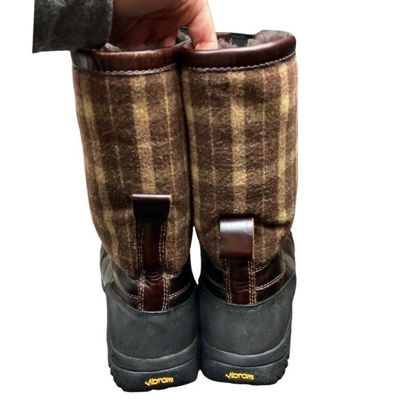 Ugg Australia leather butte shearling lined brown wool plaid snow boots - Picture 8 of 13